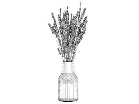 Buqu&ecirc; branco flores secas ramos pampas 550 Modelo 3D