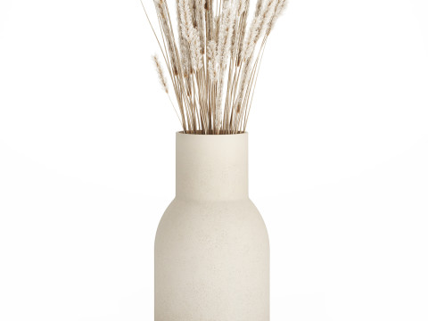 White bouquet dried flowers branches pampas 550 Modelo 3D