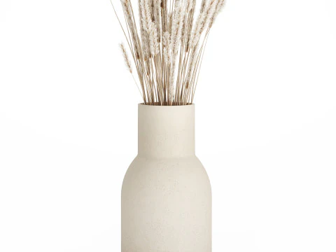 Buqu&ecirc; branco flores secas ramos pampas 550 Modelo 3D