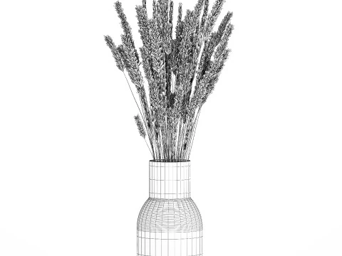 Buqu&ecirc; branco flores secas ramos pampas 550 Modelo 3D