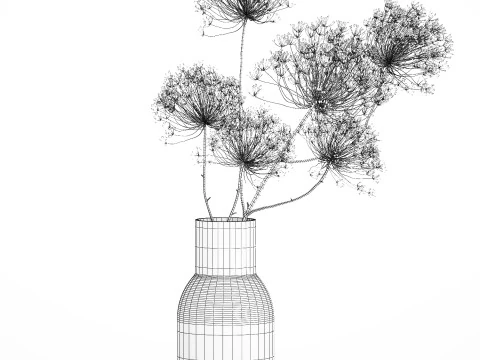 Bouquet dried flowers branches Heracleum hogweed 551 3D Model