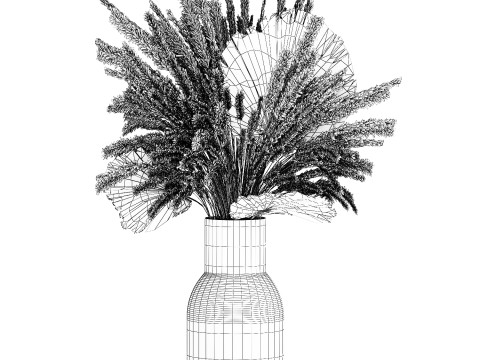 Bouquet Dried Flowers White Pampas Branches Palm 552 3D Model