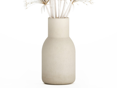 Bouquet Dried Flowers White Branches Hogweed Vase 553 3D Model