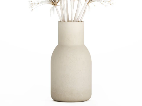 Bouquet Dried Flowers White Branches Hogweed Vase 553 3D Model