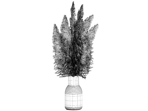 Bouquet Dried Flowers Branches Cortaderia Pampas vase 554 Modelo 3D