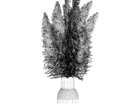 Bouquet Dried Flowers Branches Cortaderia Pampas vase 554 Modelo 3D