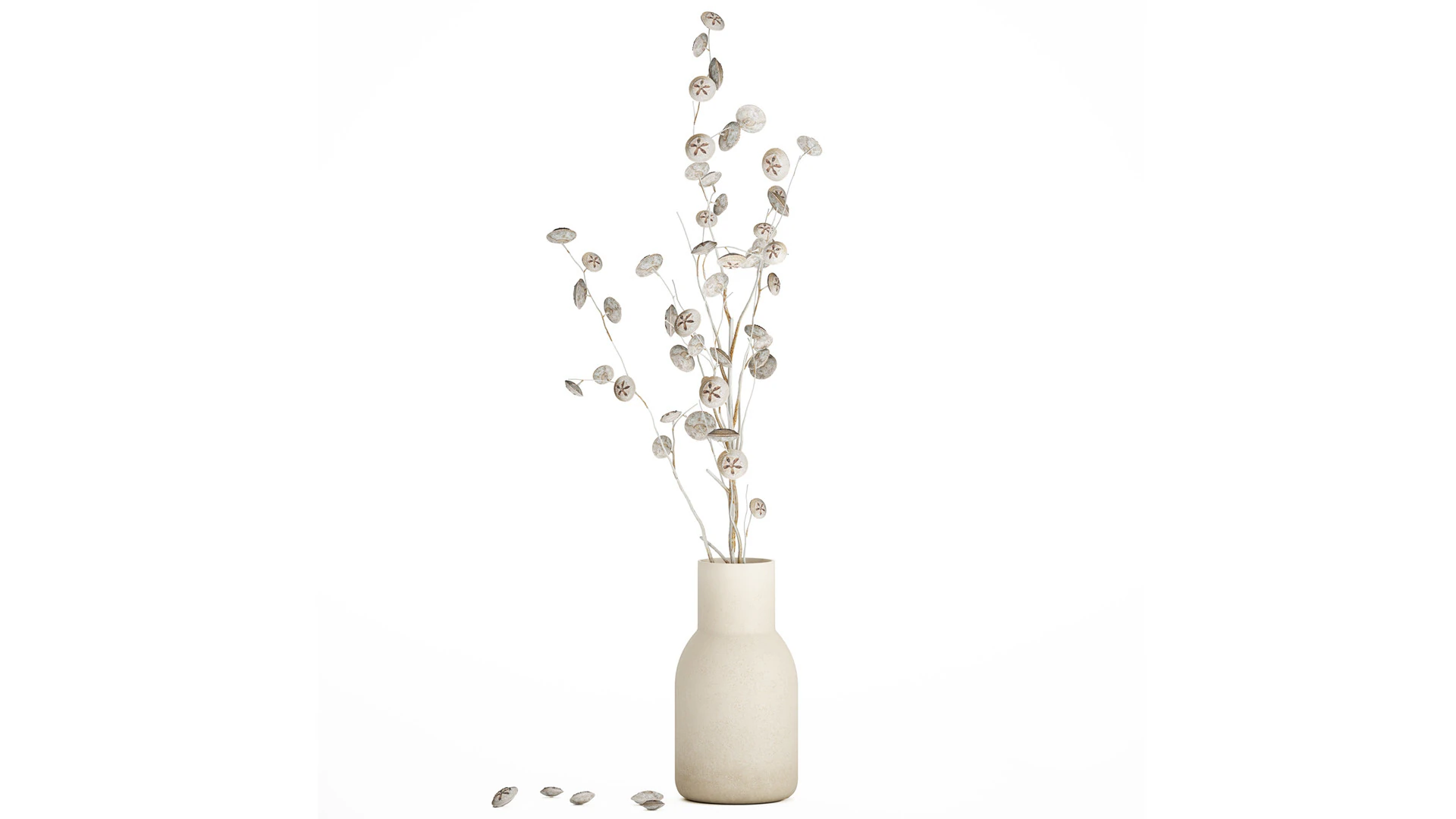 Bouquet de fleurs s&eacute;ch&eacute;es de branches d'eucalyptus blanc vase 556 Modèle 3D .c4d .max .obj .3ds .fbx .stl .blend 