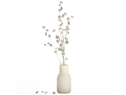 Bouquet of dried flowers from white eucalyptus branches vase 556 Modèle 3D