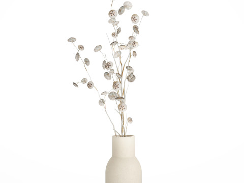 Bouquet of dried flowers from white eucalyptus branches vase 556 3D 模型