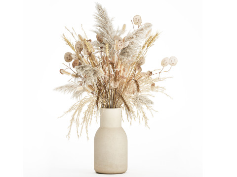 Bouquet Dried Flowers Dry Pampas Wheat Spikelet 557 3D Model