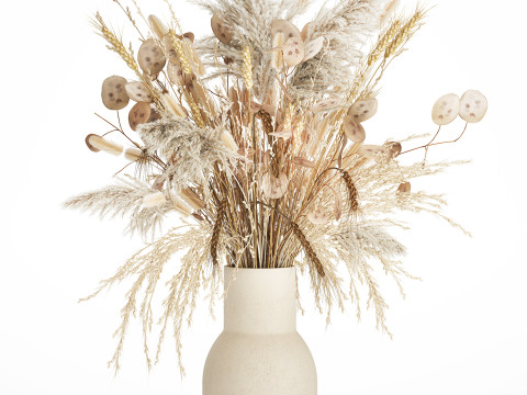 Bouquet Dried Flowers Dry Pampas Wheat Spikelet 557 3D Model