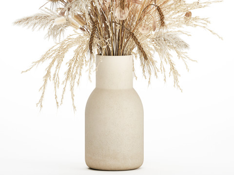Bouquet Dried Flowers Dry Pampas Wheat Spikelet 557 3D Model