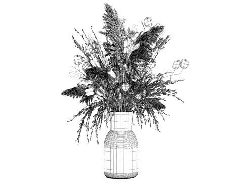 Bouquet Dried Flowers Dry Pampas Wheat Spikelet 557 3D Model