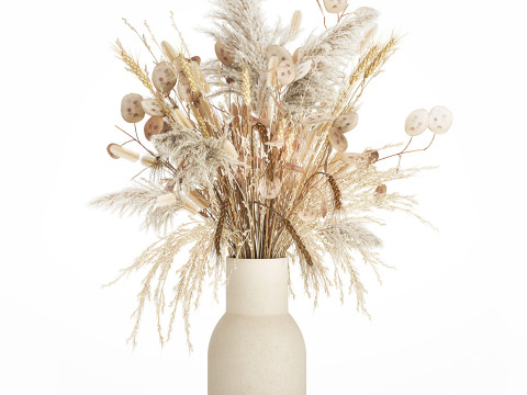 Bouquet Dried Flowers Dry Pampas Wheat Spikelet 557 3D Model