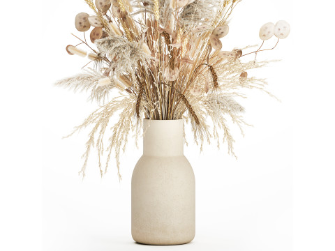 Bouquet Dried Flowers Dry Pampas Wheat Spikelet 557 3D Model