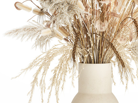 Bouquet Dried Flowers Dry Pampas Wheat Spikelet 557 3D Model