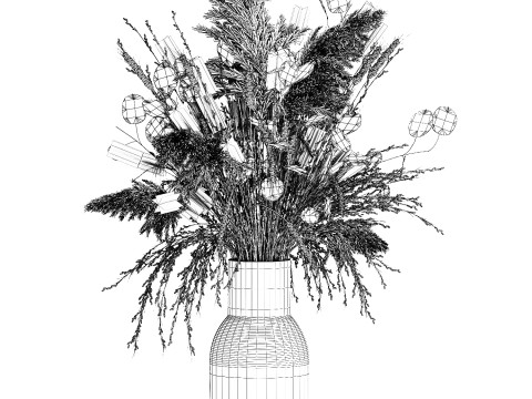 Bouquet Dried Flowers Dry Pampas Wheat Spikelet 557 3D Model