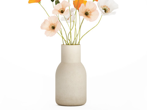 Flower Bouquet White Icelandic Poppy In A Vase 558 Modello 3D