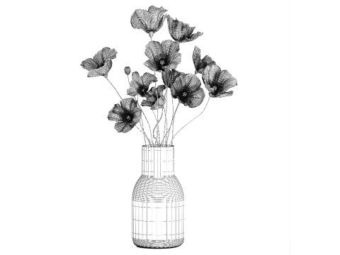 Flower Bouquet White Icelandic Poppy In A Vase 558 Modello 3D