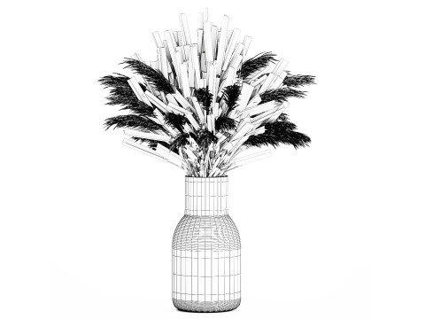 White Bouquet Of Dried Flowers Lovanda Branches in a vase 559 3D मॉडल