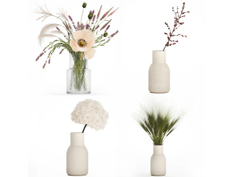 Bouquets Of Dried Flowers Lovanda Wheat Poppy hydrangea 560 3D Model