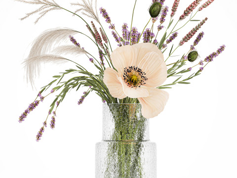Bouquets Of Dried Flowers Lovanda Wheat Poppy hydrangea 560 3D 模型