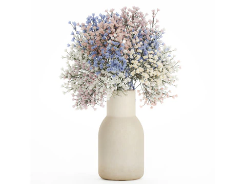 Piękny mały wielobarwny bukiet Gypsophila 562 Model 3D