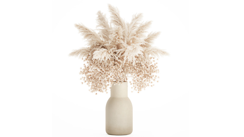 White Bouquet Dried Flowers Gypsophila Cortaderia 564 Modello 3D .c4d .max .obj .3ds .fbx .stl .blend