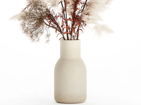 Bouquet Dried Flowers Branches Hogweed Cortaderia 565 3D Model