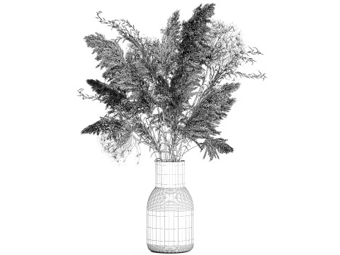 Bouquet Dried Flowers Branches Hogweed Cortaderia 565 3D Model