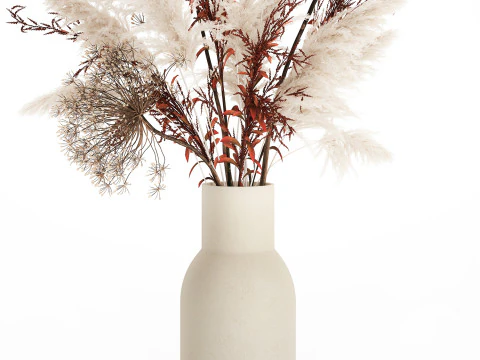 Bouquet Dried Flowers Branches Hogweed Cortaderia 565 3D Model