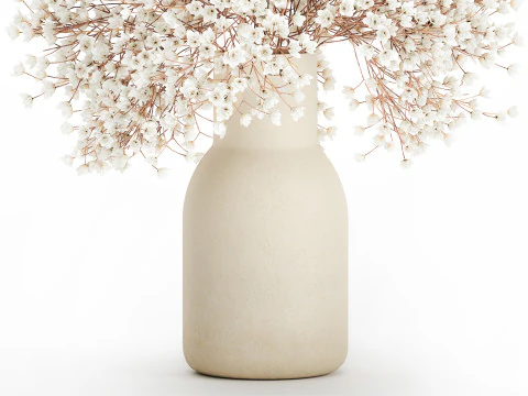 White Bouquet Dried Flowers Branches Gypsophila 567 3D Model