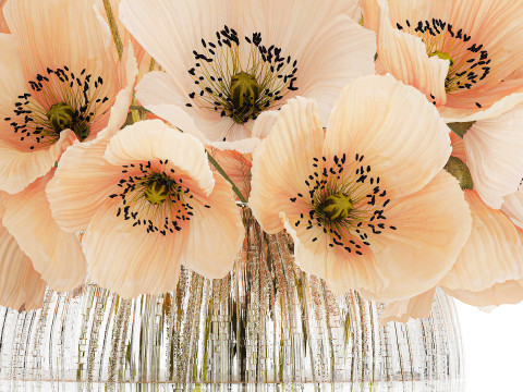 Beautiful Bouquet White Beige Wild Flowers Poppy 570 Modelo 3D