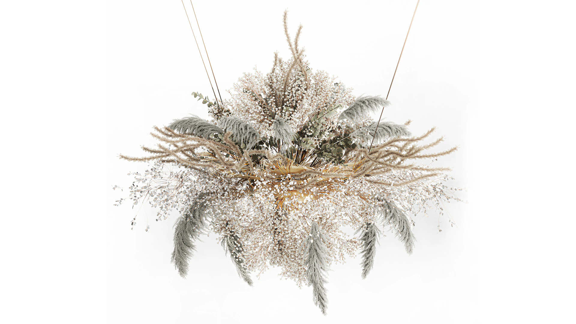 Hanging Installation Bouquet Dried Flowers pampas gypsophila 571 3D Model .c4d .max .obj .3ds .fbx .stl .blend 