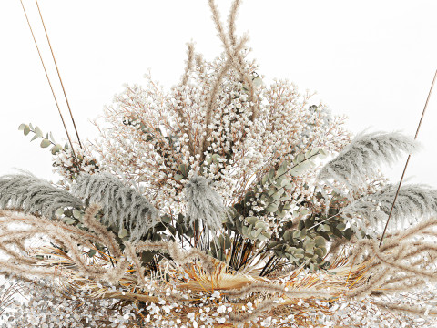Hanging Installation Bouquet Dried Flowers pampas gypsophila 571 3D मॉडल