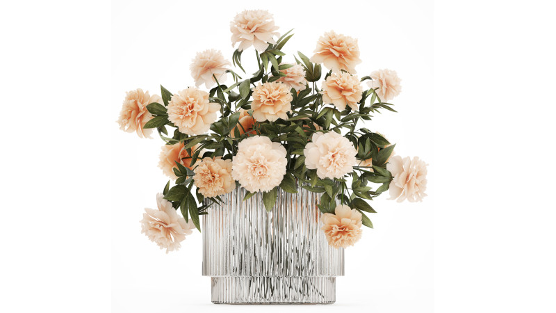 Beautiful Bouquet Glass Vase Peony Flowers 574 Modello 3D .c4d .max .obj .3ds .fbx .stl .blend 