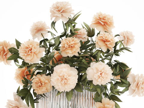 Beautiful Bouquet Glass Vase Peony Flowers 574 Modello 3D