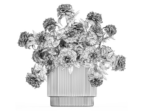 Beautiful Bouquet Glass Vase Peony Flowers 574 Modello 3D