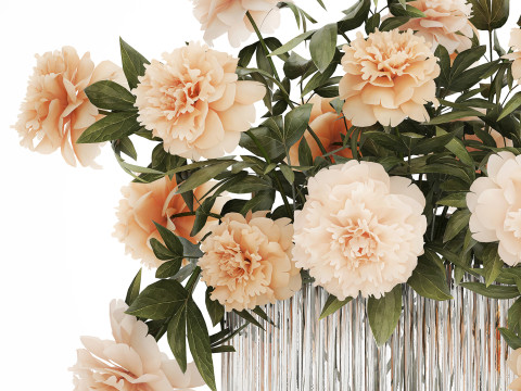 Beautiful Bouquet Glass Vase Peony Flowers 574 Modello 3D