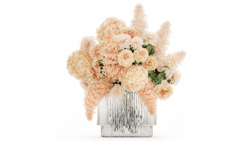 Beautiful Bouquet Hydrangea Peony Lilac Flowers glass vase 575 3D Model .c4d .max .obj .3ds .fbx .stl .blend