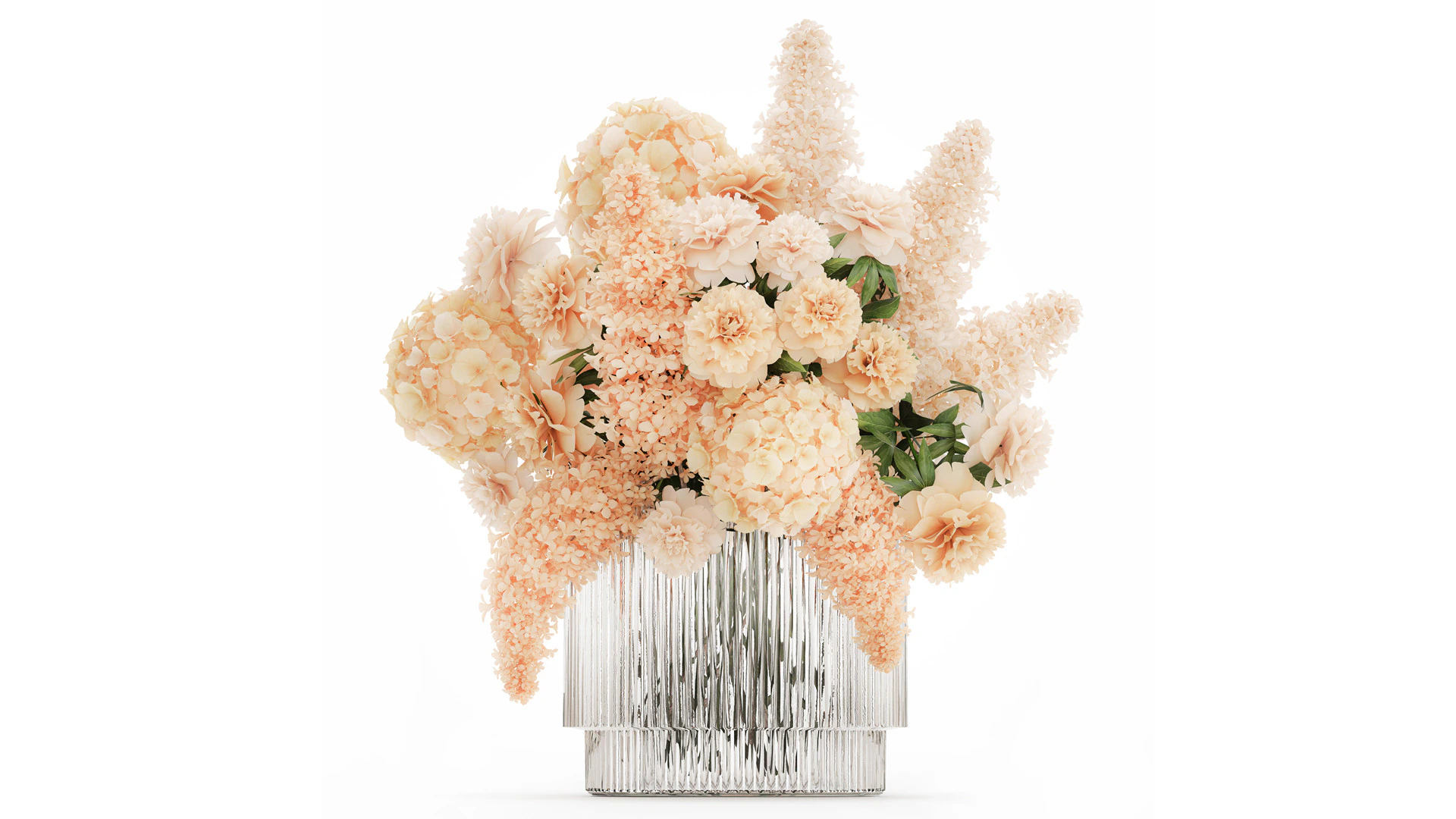 Beautiful Bouquet Hydrangea Peony Lilac Flowers glass vase 575 3D Model .c4d .max .obj .3ds .fbx .stl .blend 