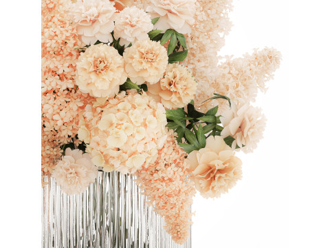 Beautiful Bouquet Hydrangea Peony Lilac Flowers glass vase 575 3D Model