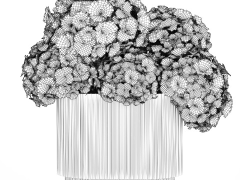 Small Bouquet In A Glass Vase With Hydrangea 576 3D Model