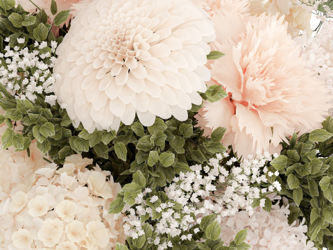 Small Bouquet In Vase Hydrangea Chrysanthem Lilac 579 3Dモデル