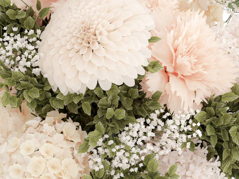 Klein Boeket In Vaas Hortensia Chrysant Lila 579 3D Model