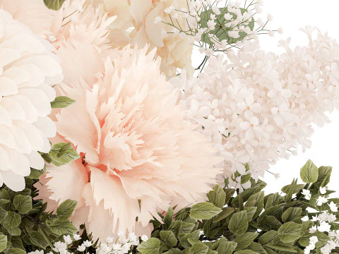 Klein Boeket In Vaas Hortensia Chrysant Lila 579 3D Model