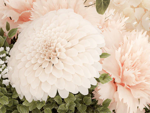 Klein Boeket In Vaas Hortensia Chrysant Lila 579 3D Model