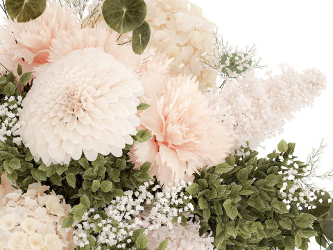 Klein Boeket In Vaas Hortensia Chrysant Lila 579 3D Model