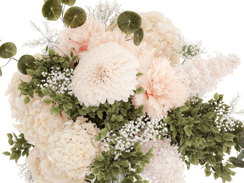 Small Bouquet In Vase Hydrangea Chrysanthem Lilac 579 3Dモデル