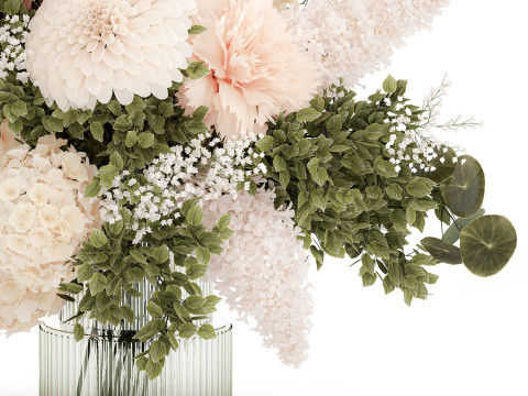 Small Bouquet In Vase Hydrangea Chrysanthem Lilac 579 3Dモデル